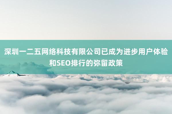 深圳一二五网络科技有限公司已成为进步用户体验和SEO排行的弥留政策